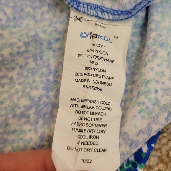 Ibkul Long Sleeve Zip Mock Neck Painted Blue Green Sun Shirt Women's Size XS - Picture 8 of 9